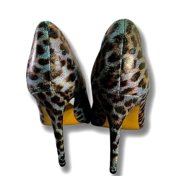 Shoe Dazzle- blue/Black leopard print heels - Picture 4 of 6